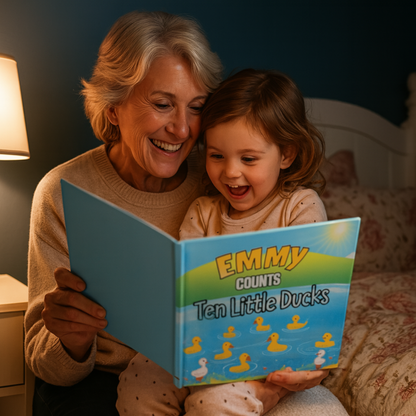 Woman and child reading a book together with &