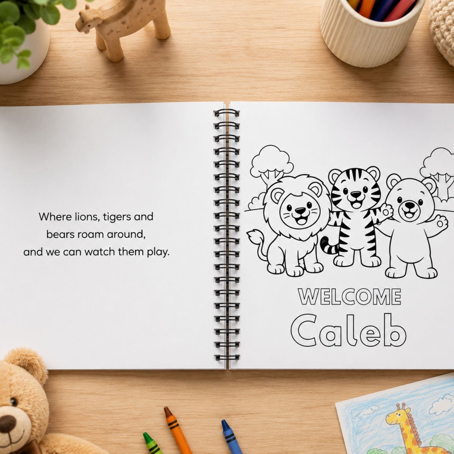 Personalized Animal Coloring Book Story - Preschool Rhyming Zoo Adventure