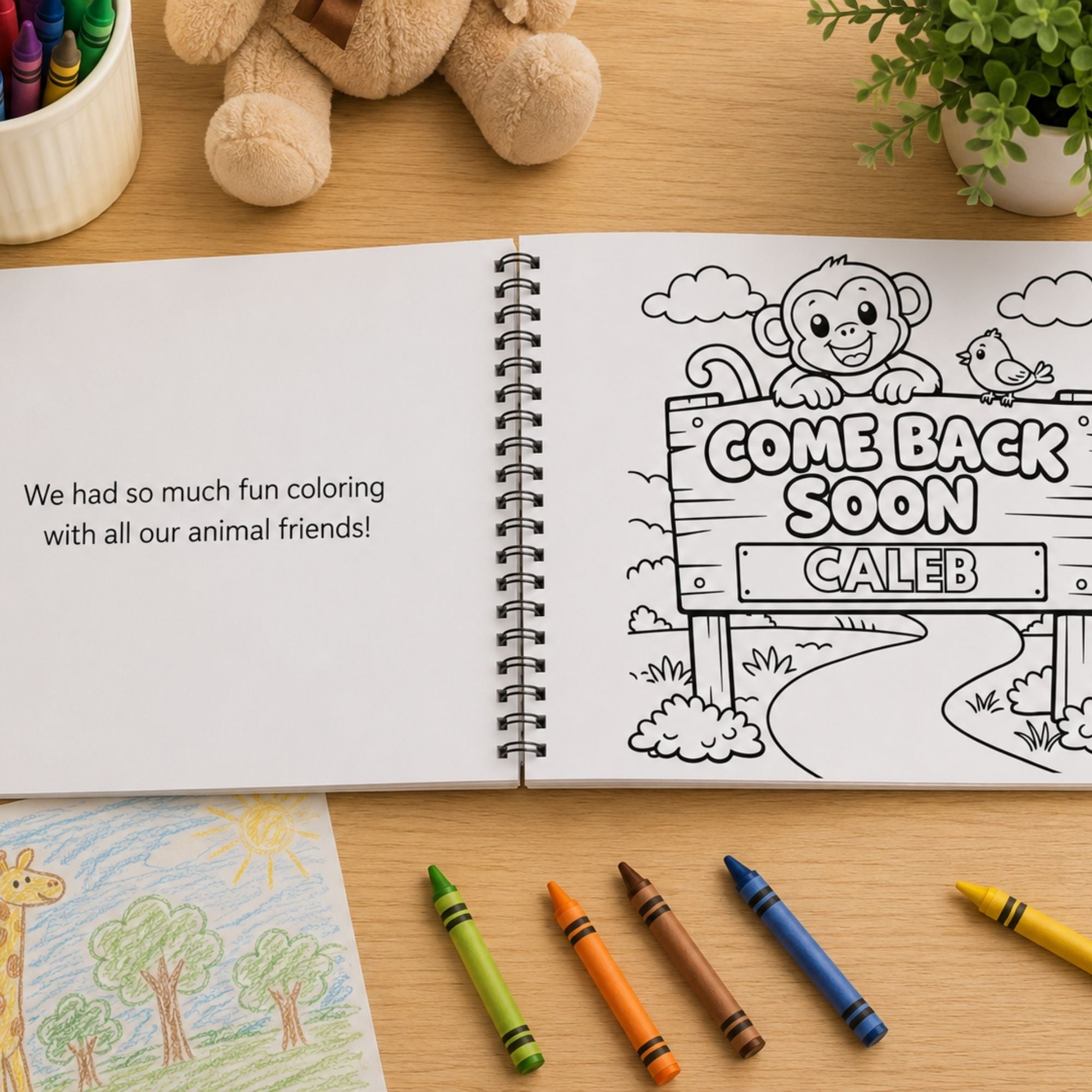 Personalized Animal Coloring Book Story - Preschool Rhyming Zoo Adventure