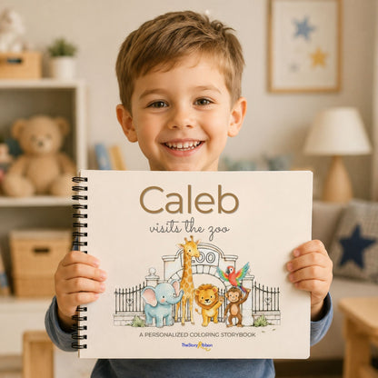 Personalized Animal Coloring Book Story - Preschool Rhyming Zoo Adventure