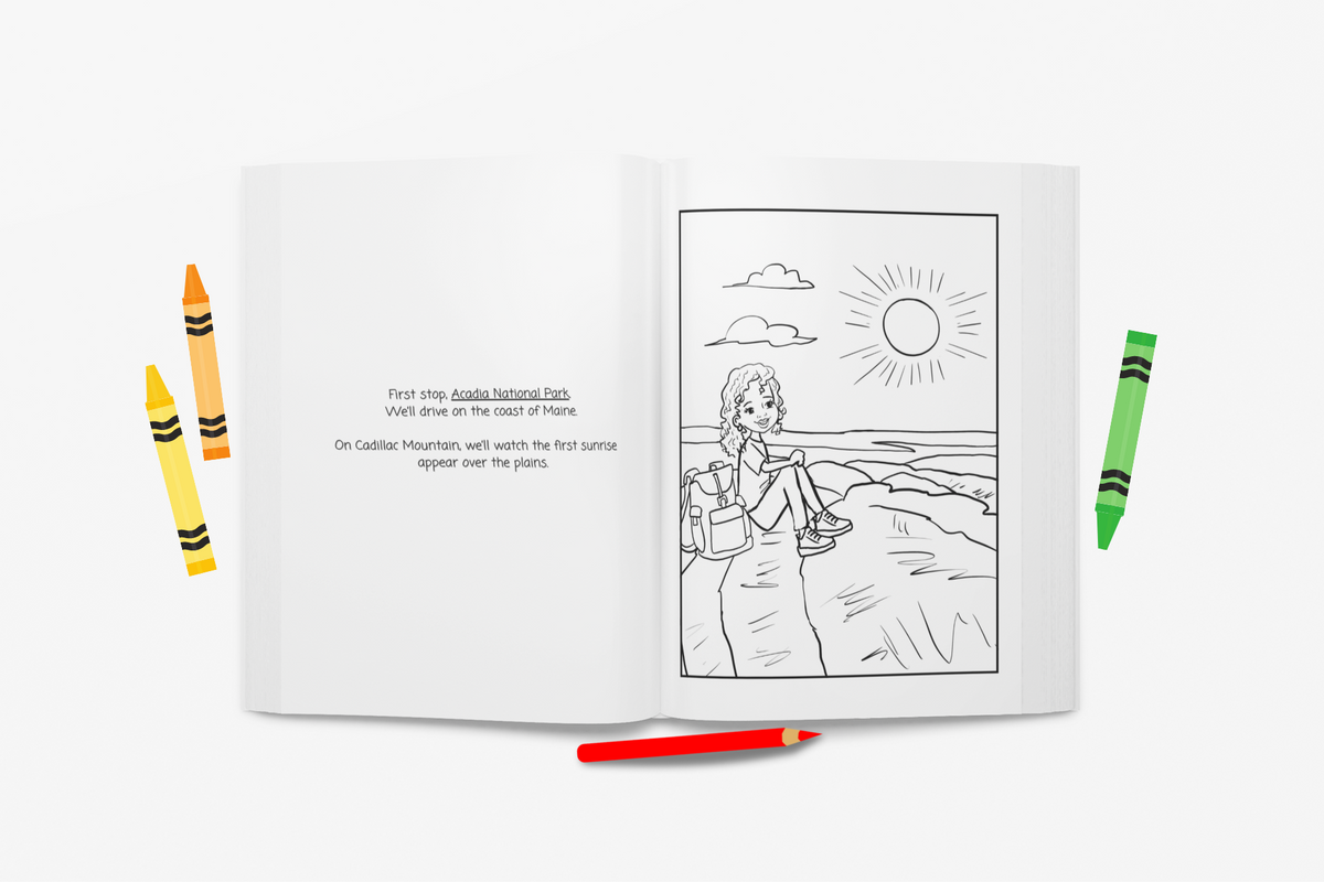 National Parks Coloring Book for Kids – Educational Travel Adventure Story